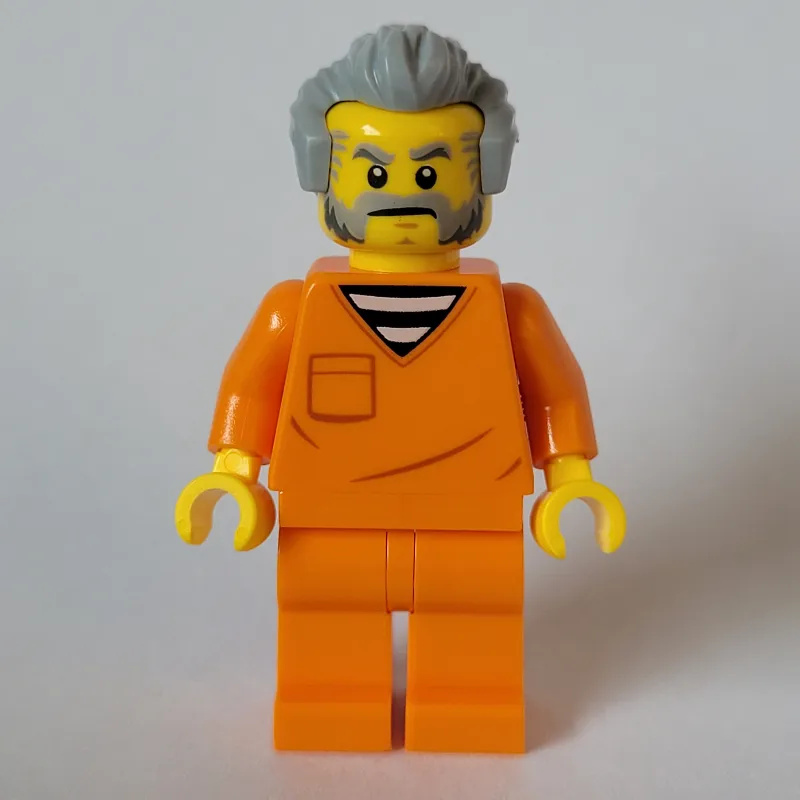Criminal, Orange Suit, Light Bluish Grey Hair — minifigurine LEGO | Brick Broker