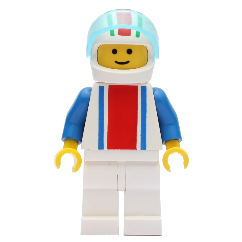 Racer - White Torso with Red/Blue Stripes, Wh… — minifigurine LEGO | Brick Broker