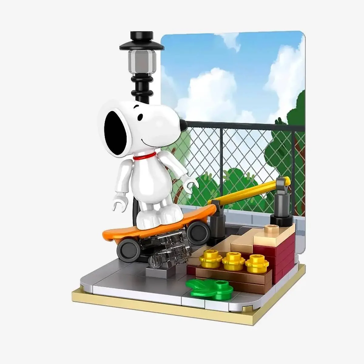 BlueBrixx Snoopy faisant du skateboard (BB-107358) - prix | Brick Broker