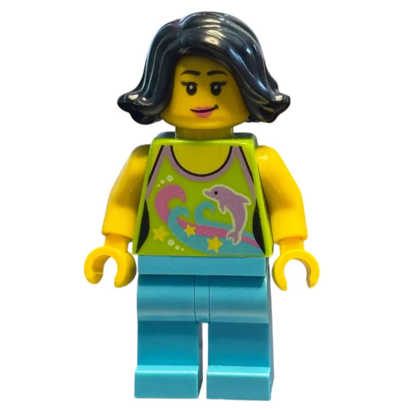 Woman, Lime Halter Top with Dolphins, Medium… — minifigurine LEGO | Brick Broker