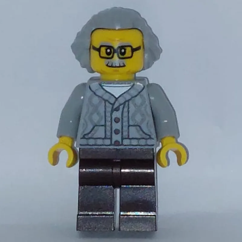 Man, Light Bluish Gray Cardigan, Dark Brown L… — minifigurine LEGO | Brick Broker