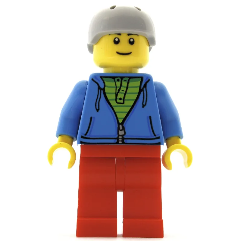 Man, Open Dark Azure Hoodie over Lime Shirt,… — minifigurine LEGO | Brick Broker