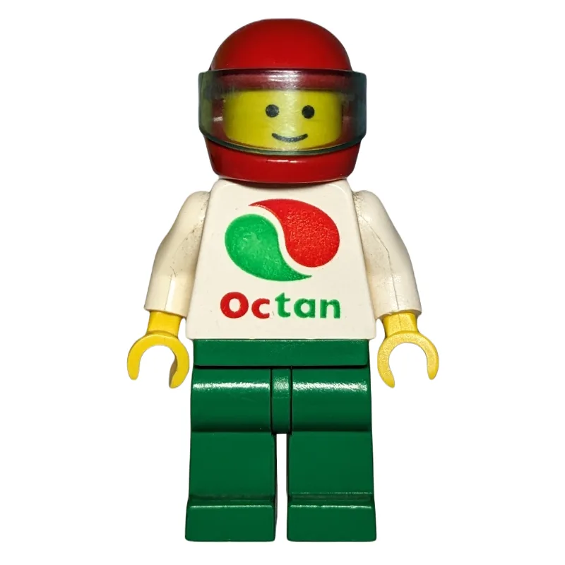 Pilot, White Shirt with Large Octan Logo, Gre… — minifigurine LEGO | Brick Broker