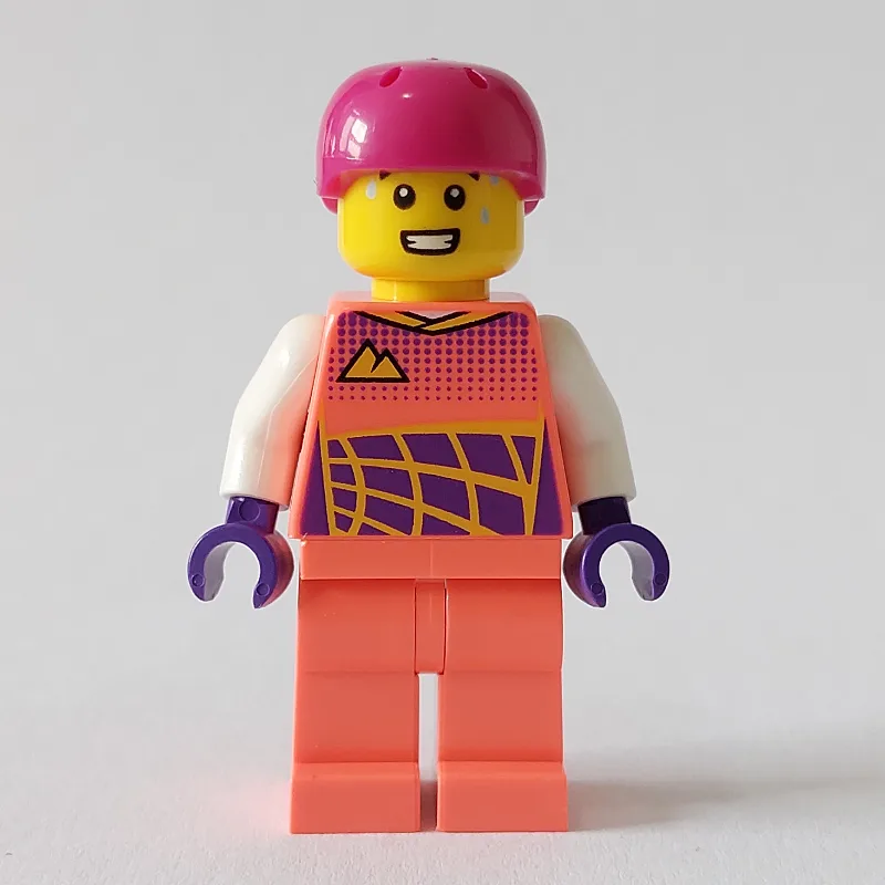 Cyclist, Coral Racing Suit, Magenta Bike Helm… — minifigurine LEGO | Brick Broker
