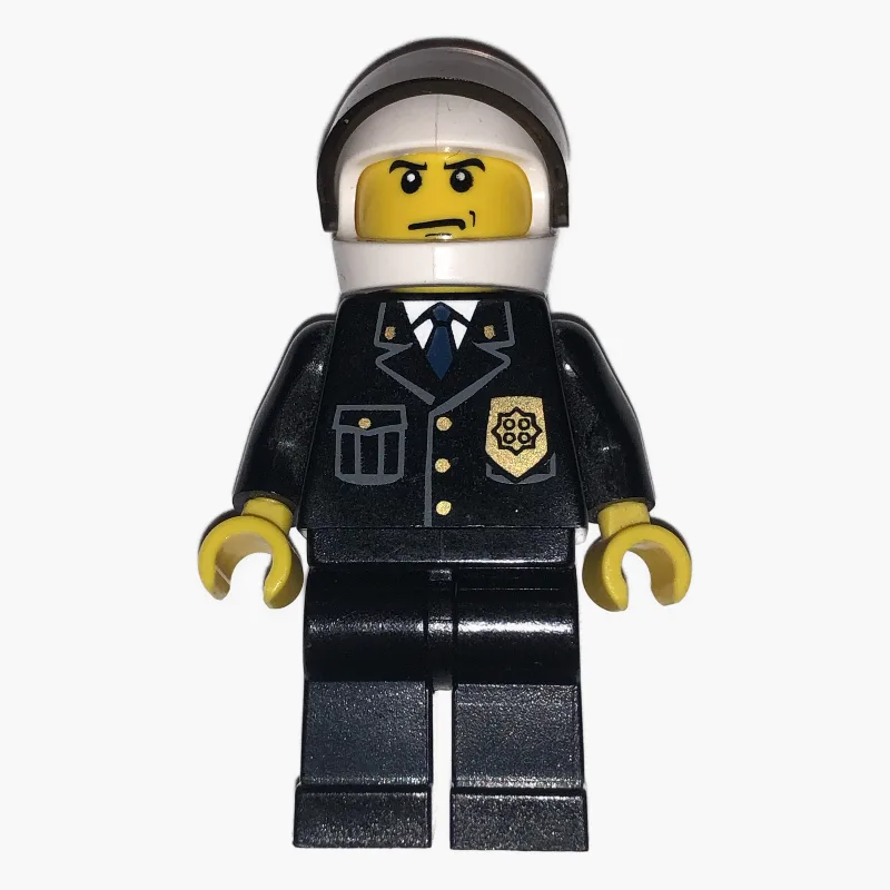 Policeman, Black Suit with Badge, White Helme… — minifigurine LEGO | Brick Broker
