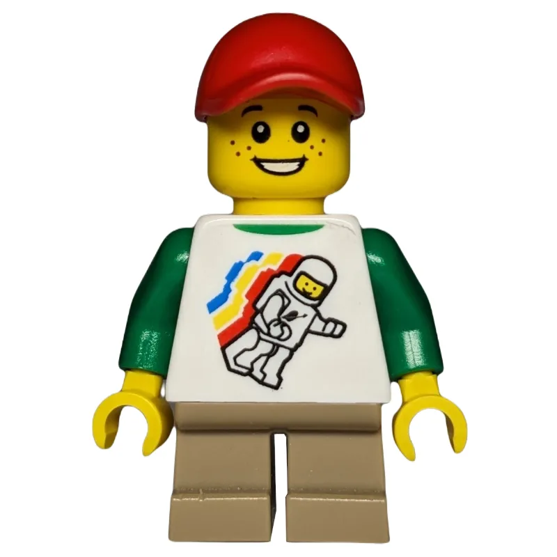 Kid, White Torso, Dark Tan Legs, Red Cap — minifigurine LEGO | Brick Broker
