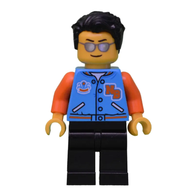 Dark Azure Torso, Black Legs, Black Hair, Sun… — minifigurine LEGO | Brick Broker
