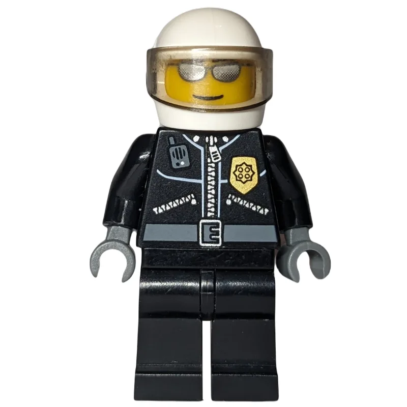 Policeman, Black Jacket with Radio and Badge,… — minifigurine LEGO | Brick Broker