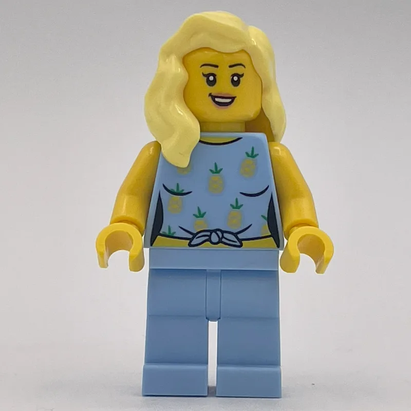 Woman, Bright Light Blue Outfit with Pineappl… — minifigurine LEGO | Brick Broker