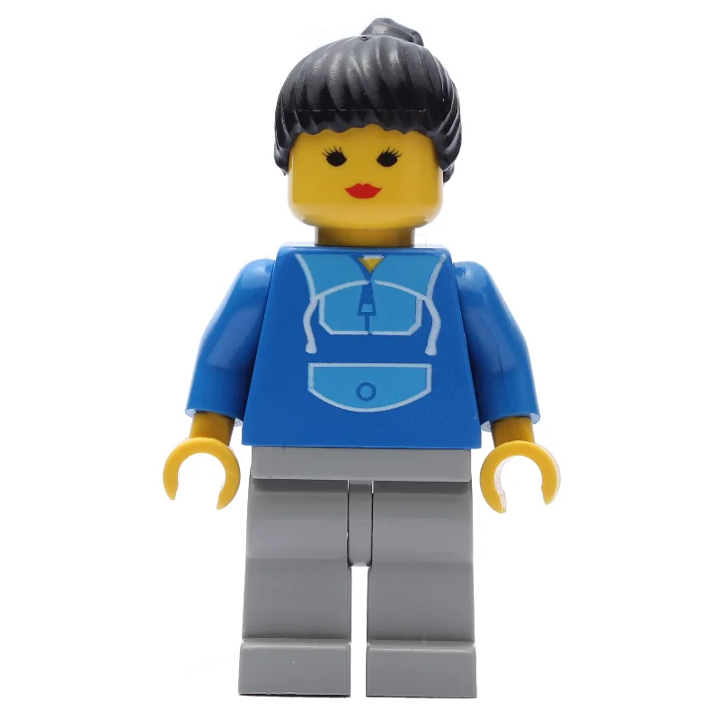 Woman - Blue Jogging Suite, Light Gray Legs — minifigurine LEGO | Brick Broker