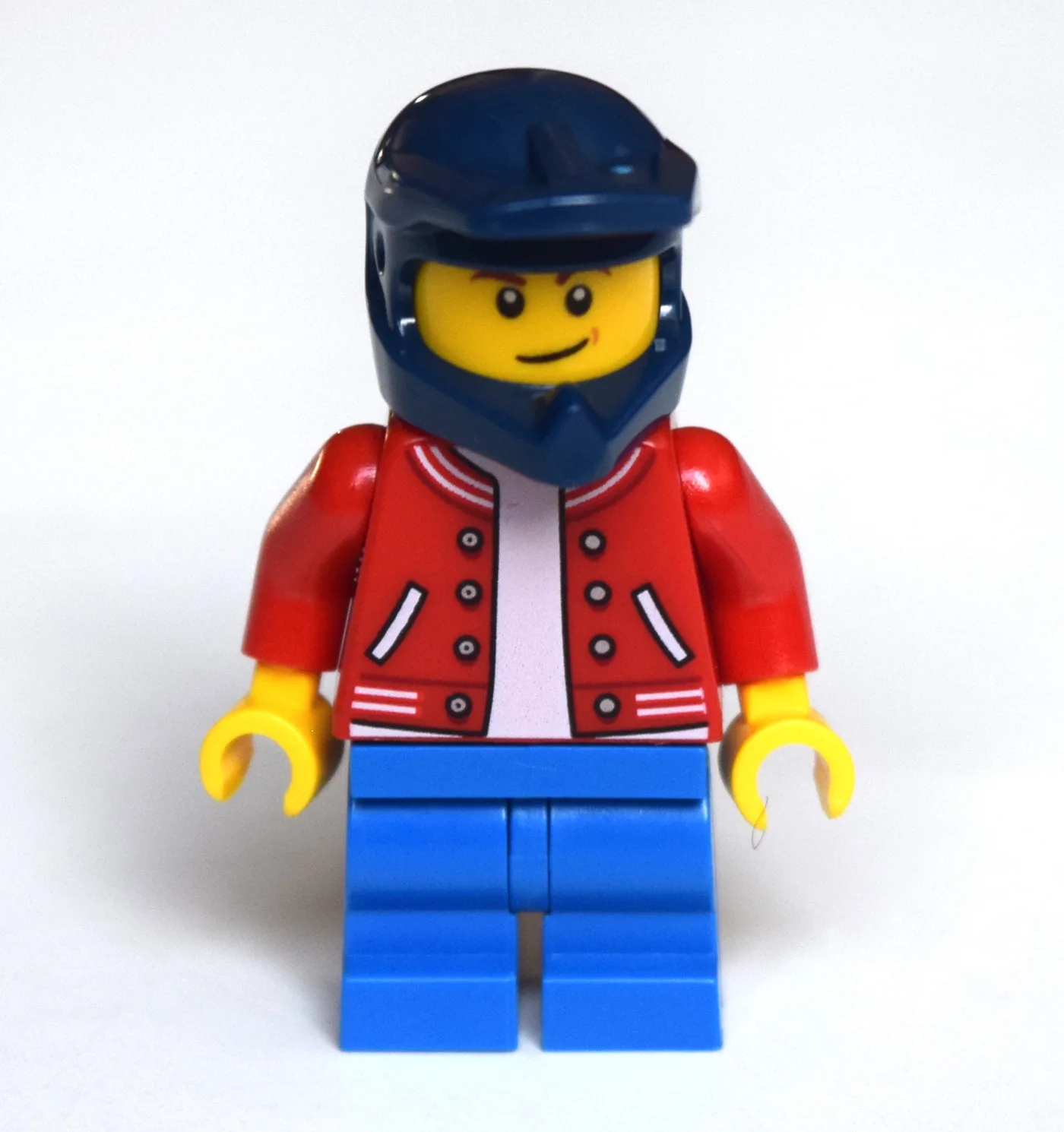 Boy, Red Letterman Jacket, Blue Medium Legs,… — minifigurine LEGO | Brick Broker