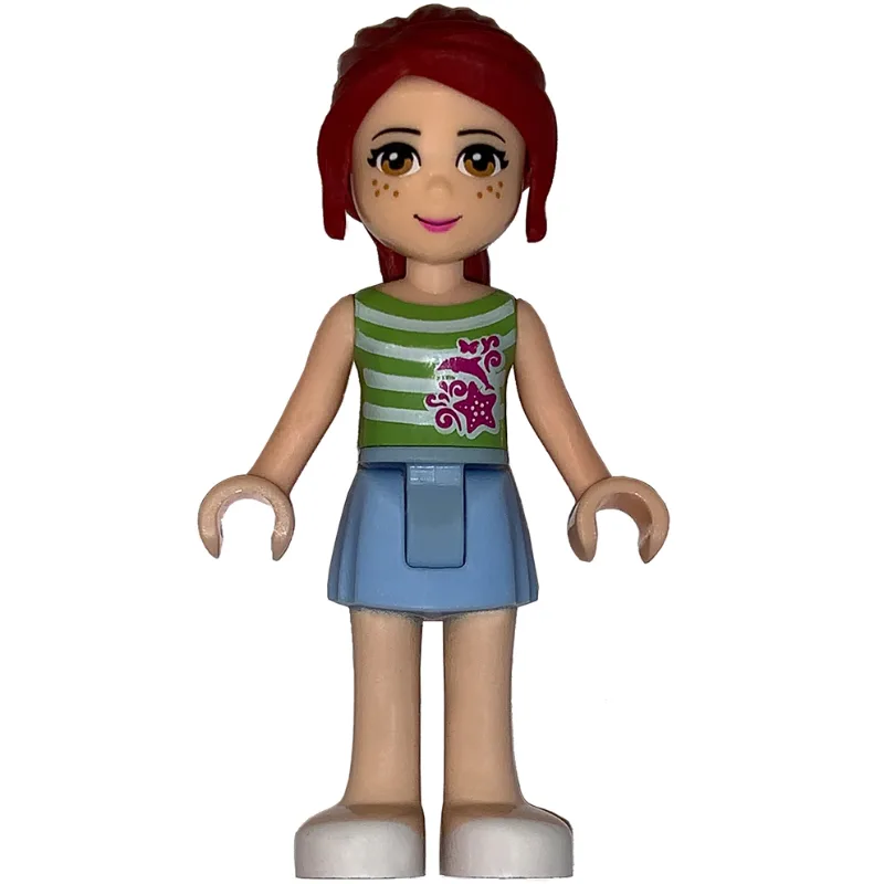 Mia - White/Lime Top, Bright Light Blue Skirt — minifigurine LEGO | Brick Broker
