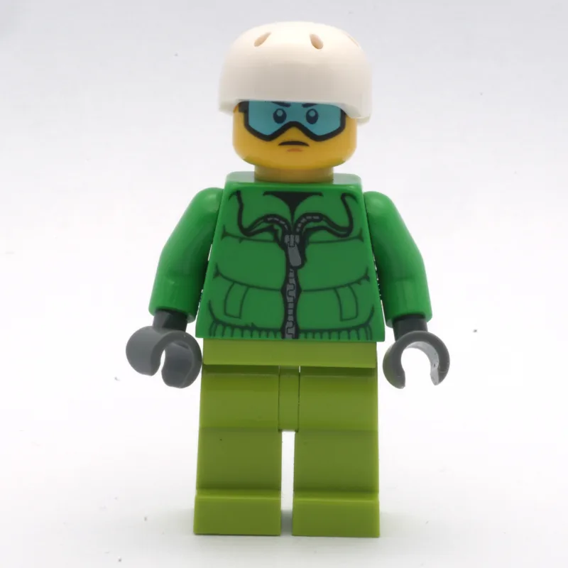 Man, Green Jacket, Lime Legs, White Helmet, B… — minifigurine LEGO | Brick Broker