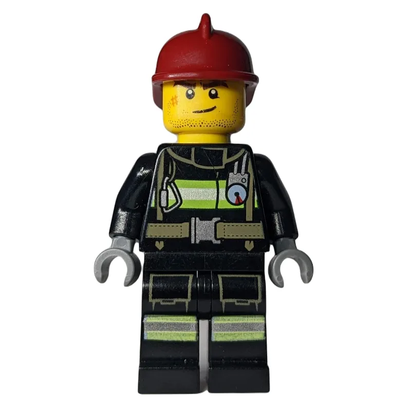 Fireman, Black Fire Suit with Gauge and Strap… — minifigurine LEGO | Brick Broker