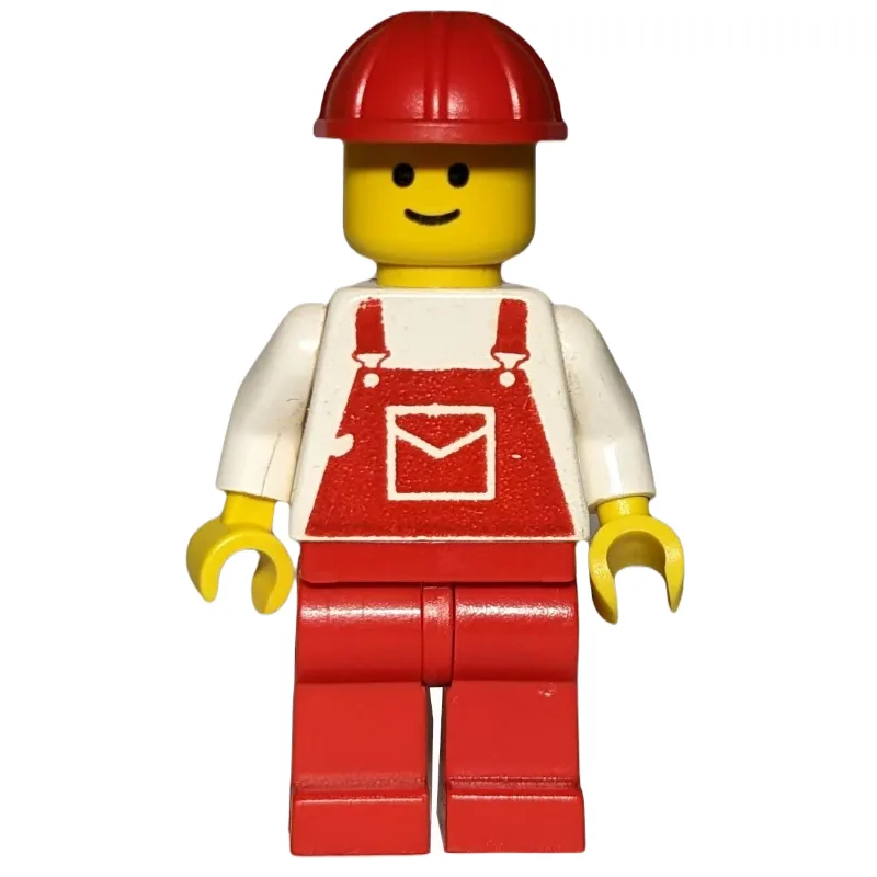 Man, Red Overalls, Red Hard Hat (3626b Head) — minifigurine LEGO | Brick Broker
