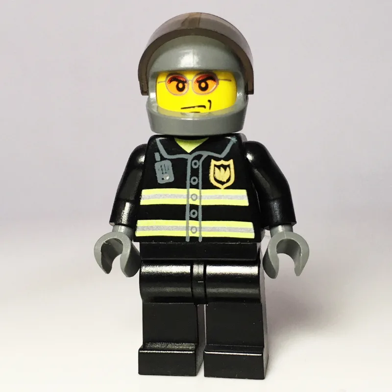 Fireman, Black Fire Jacket with Reflective St… — minifigurine LEGO | Brick Broker