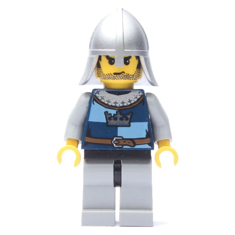 Knight, Dark Blue, Helmet, Stubble and Printe… — minifigurine LEGO | Brick Broker