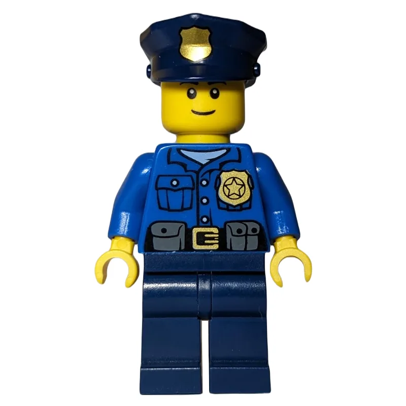 Policeman, Blue Shirt with Badge and Pouches,… — minifigurine LEGO | Brick Broker