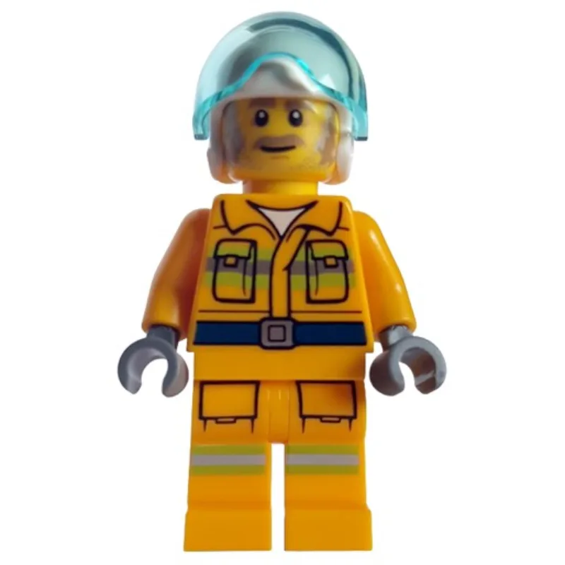 Pilot, Bright Light Orange Fire Suit, White H… — minifigurine LEGO | Brick Broker