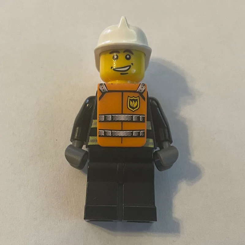 Fireman, Black Fire Jacket with Reflective St… — minifigurine LEGO | Brick Broker
