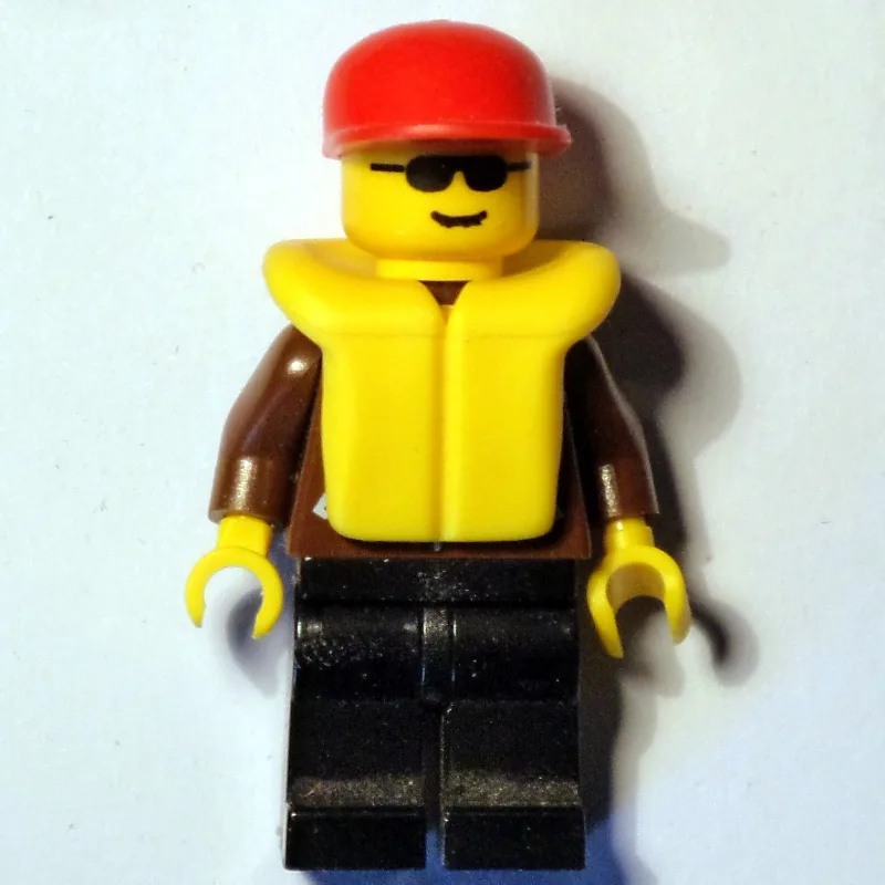 Man, Brown Jacket, Black Legs, Red Cap, Yello… — minifigurine LEGO | Brick Broker