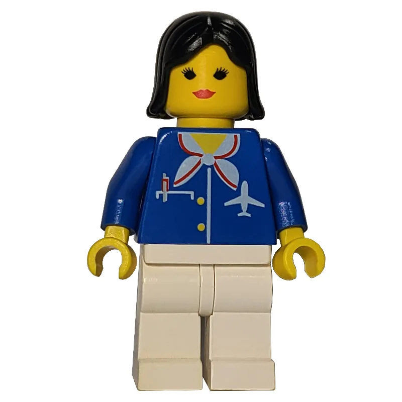 Airline Worker, Woman, Blue Jacket with Plane… — minifigurine LEGO | Brick Broker