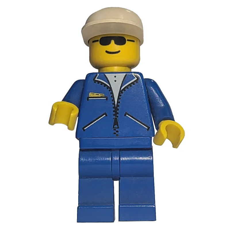 Man, Blue Jacket with Zipper, Blue Legs, Whit… — minifigurine LEGO | Brick Broker