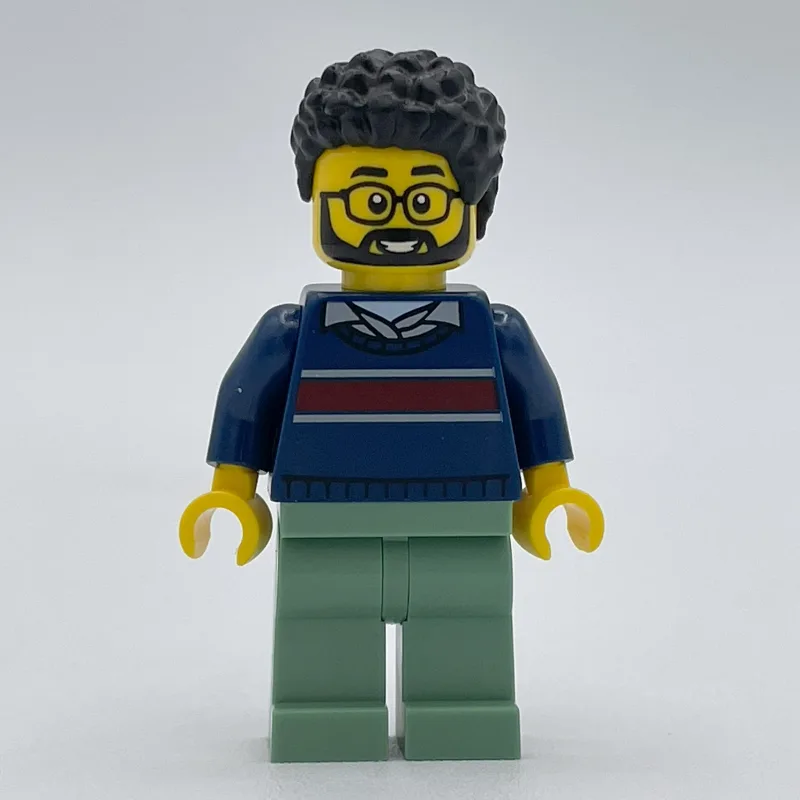 Man, Dark Blue Sweater, Sand Green Legs, Bear… — minifigurine LEGO | Brick Broker
