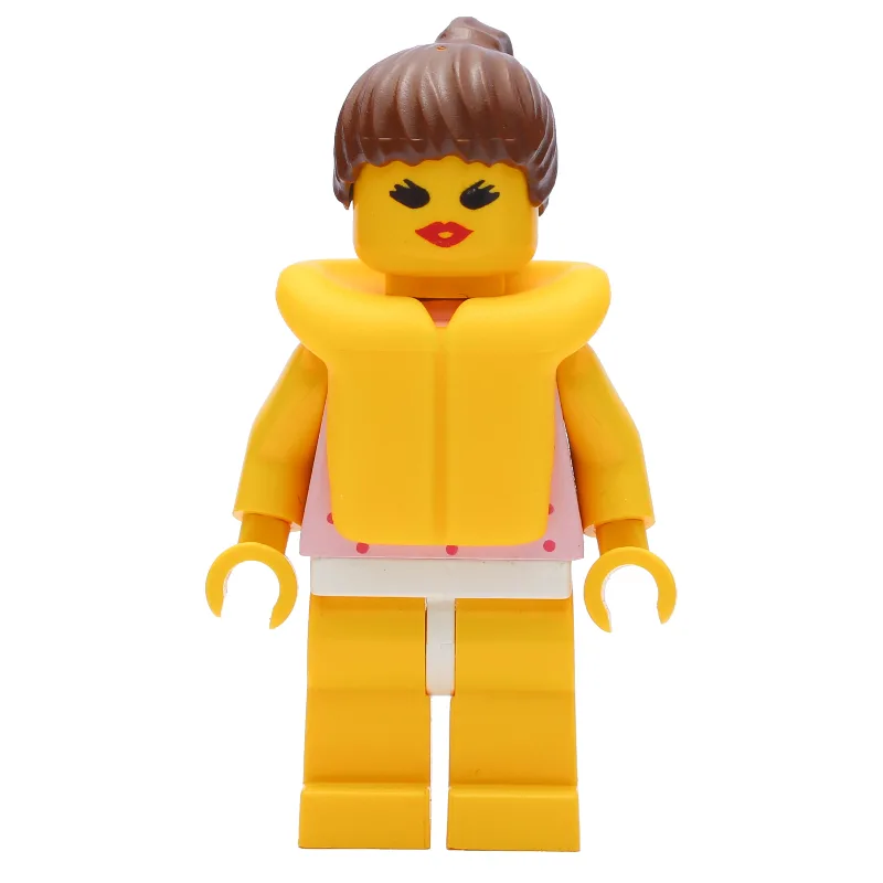 Woman, Pink Top with Spots, Yellow Legs, Brow… — minifigurine LEGO | Brick Broker