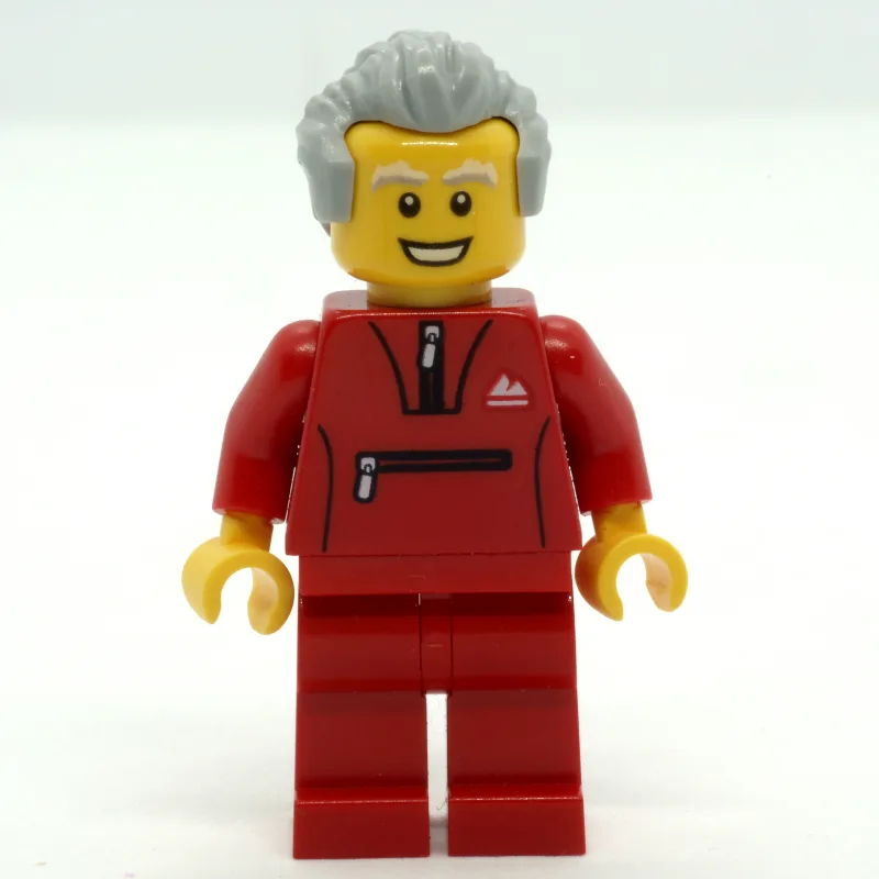 Man, Red Jogging Suit, Light Bluish Gray Hair — minifigurine LEGO | Brick Broker