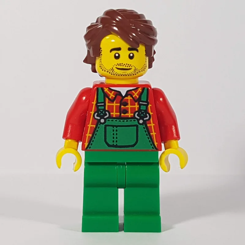 Man, Green Overalls, Reddish Brown Hair, Stub… — minifigurine LEGO | Brick Broker