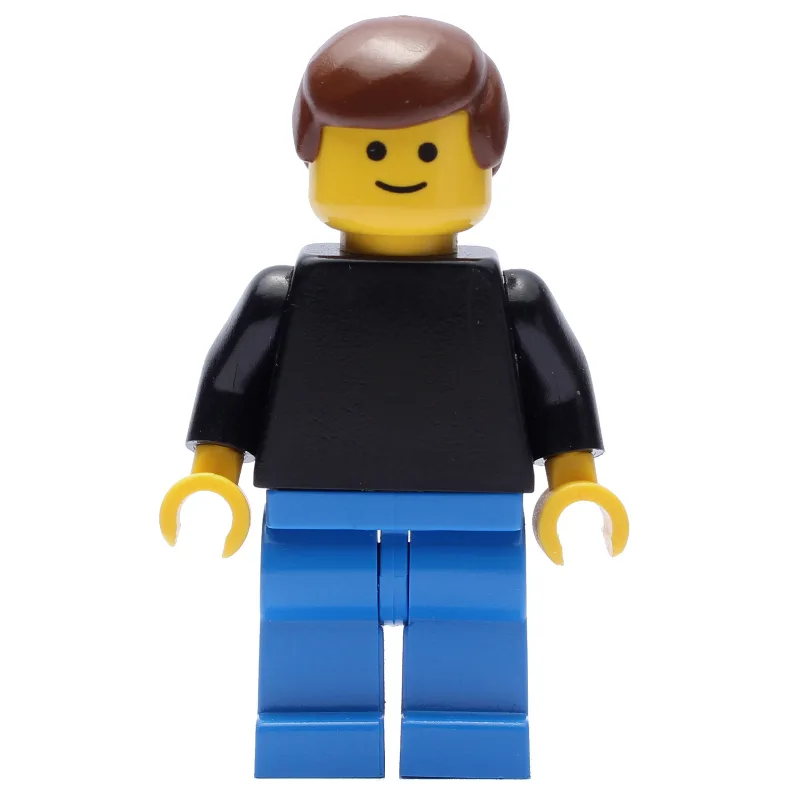 Man - Black Torso, Blue Legs, Brown Hair — minifigurine LEGO | Brick Broker
