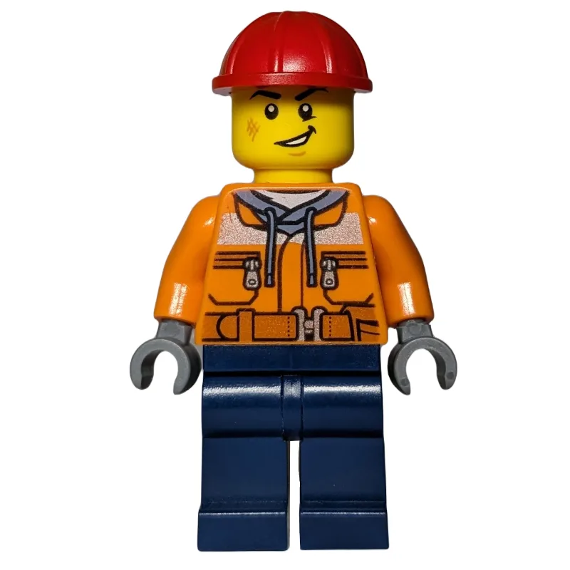 Construction Worker, Orange Safety Jacket, Da… — minifigurine LEGO | Brick Broker