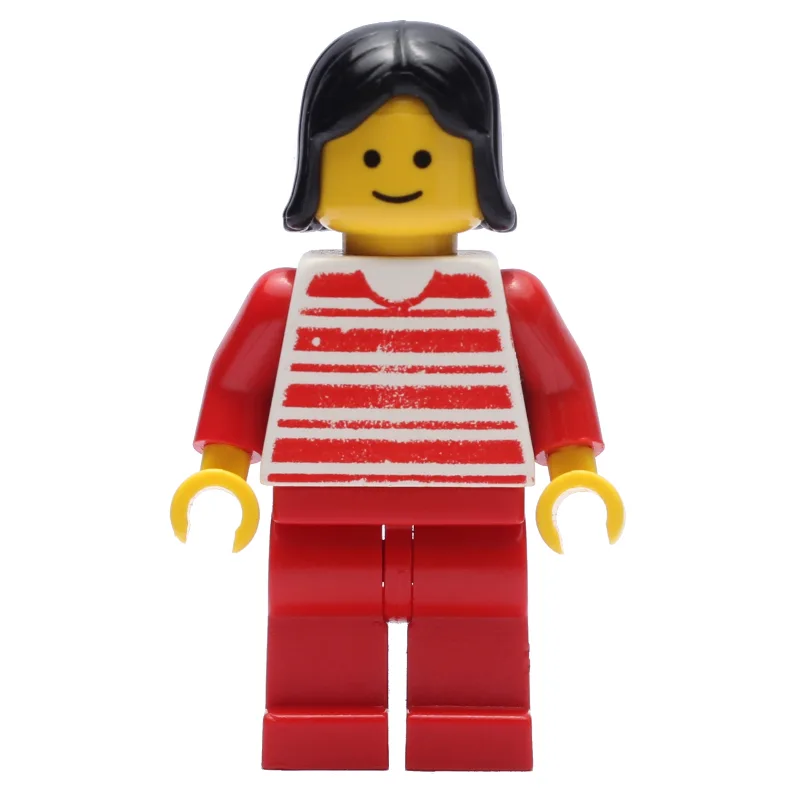 Woman - Red and White Striped Shirt, Red Legs… — minifigurine LEGO | Brick Broker