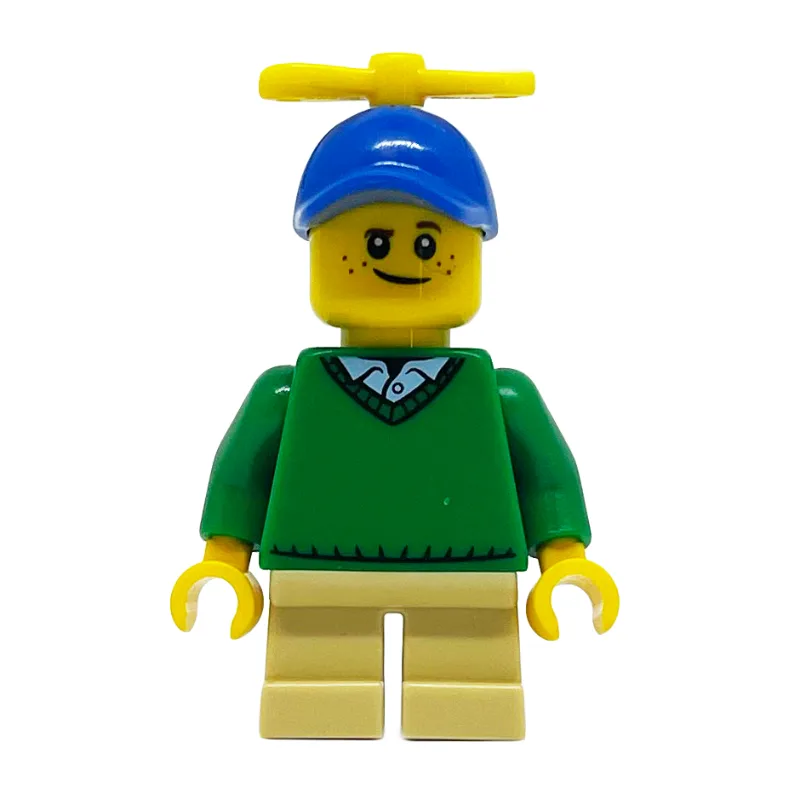 Boy, Green Sweater, Short Tan Legs, Blue Cap… — minifigurine LEGO | Brick Broker