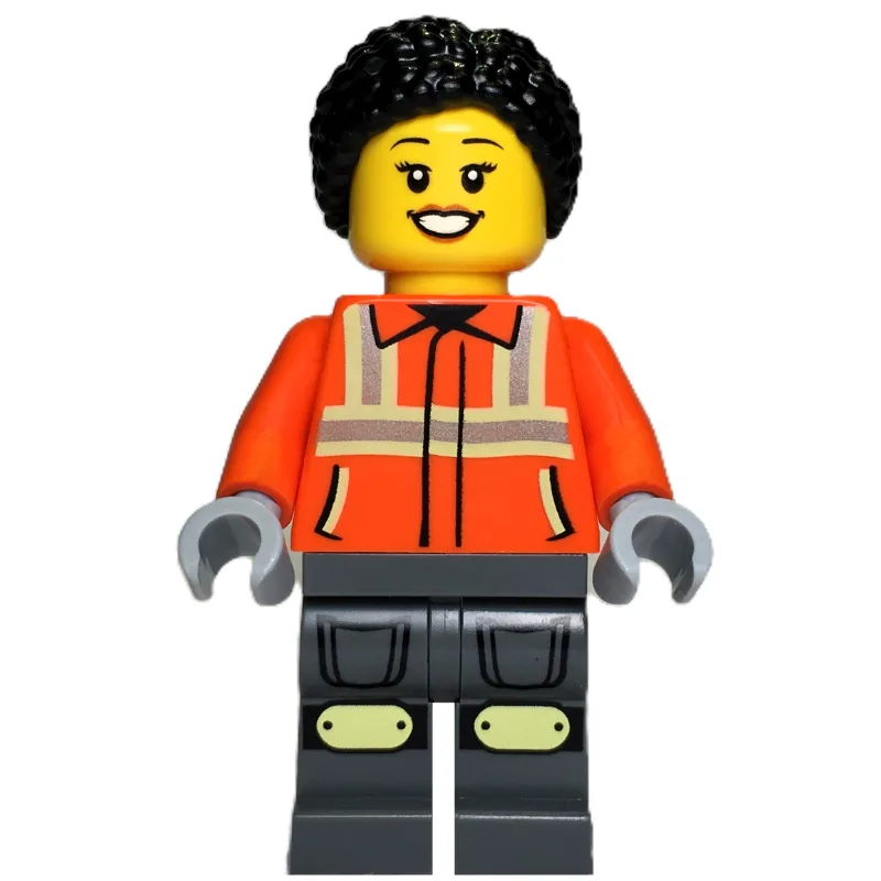 Construction Worker, Orange Safety Jacket, Da… — minifigurine LEGO | Brick Broker
