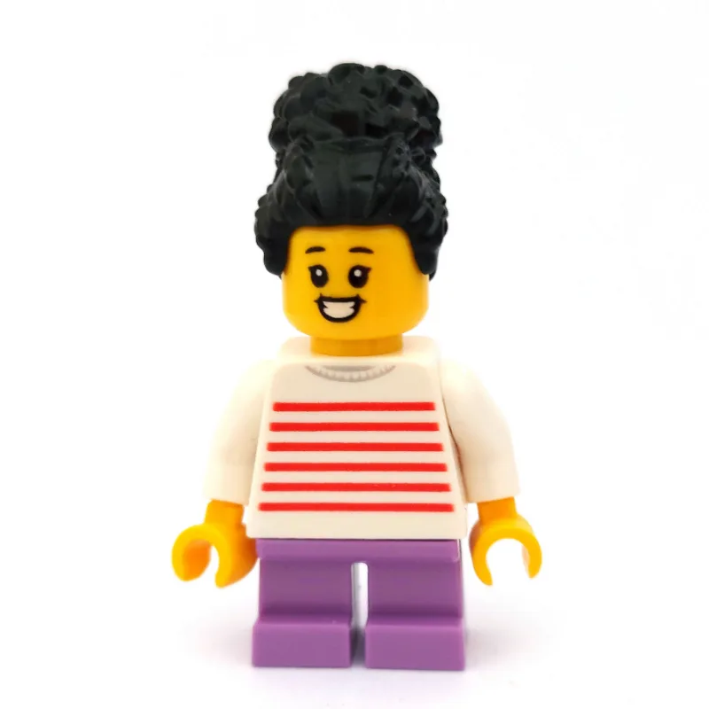 Girl, White and Red Striped Top, Short Medium… — minifigurine LEGO | Brick Broker