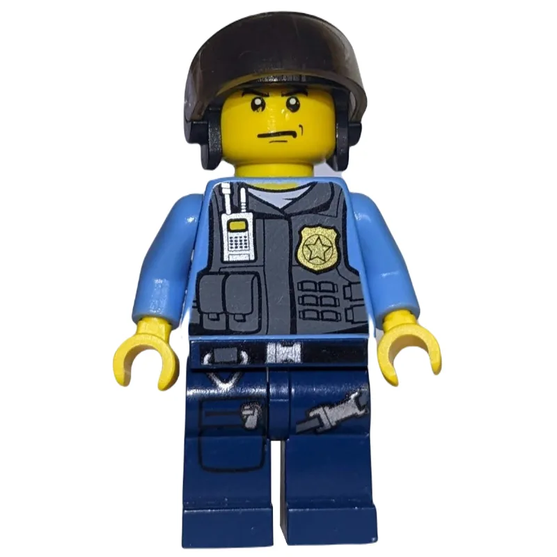 Policeman, Dark Bluish Gray Vest with Radio,… — minifigurine LEGO | Brick Broker