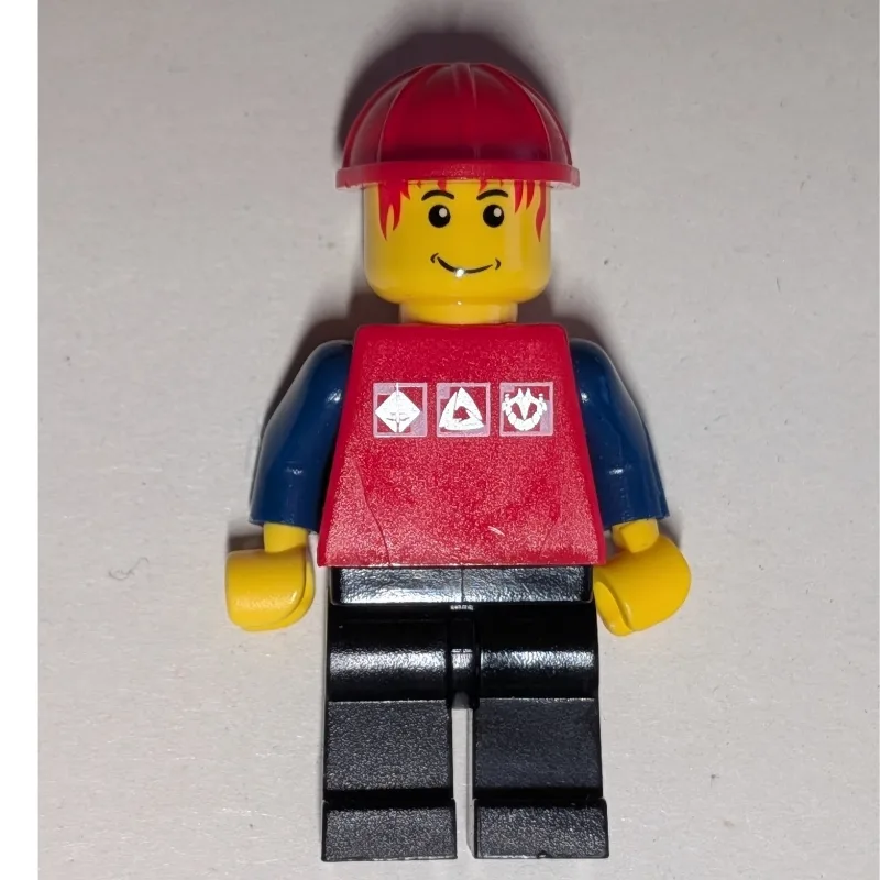 Man, Red Shirt with Dark Blue Arms, Red Hard… — minifigurine LEGO | Brick Broker