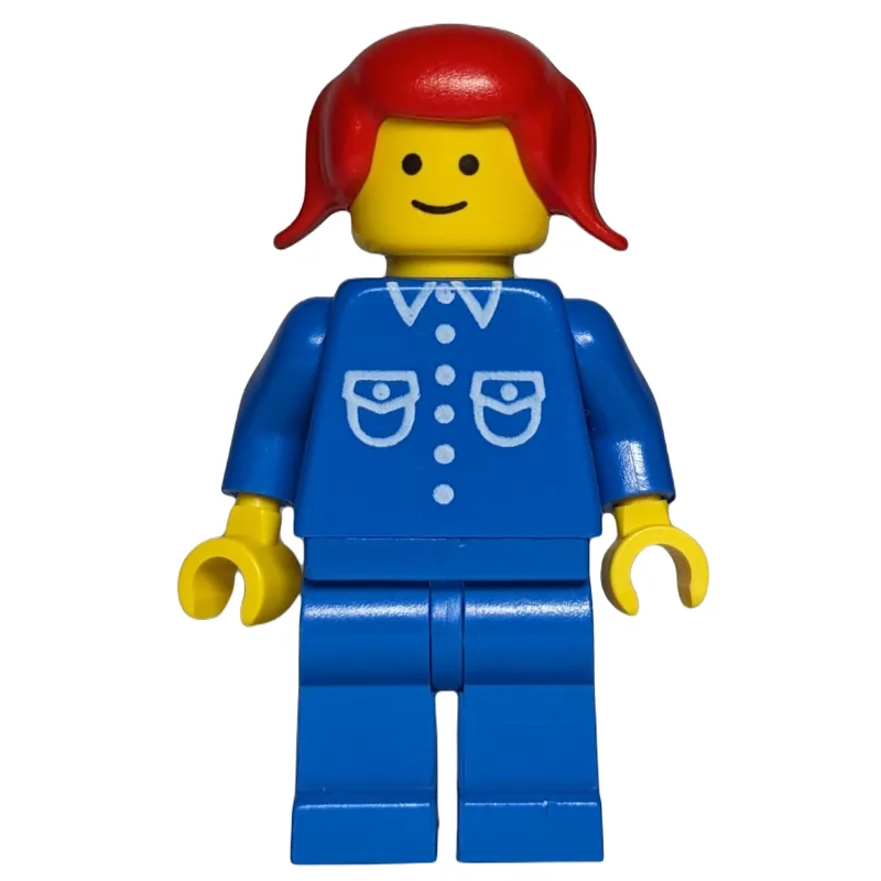 Woman -Blue Jacket, Blue Legs, Red Hair — minifigurine LEGO | Brick Broker