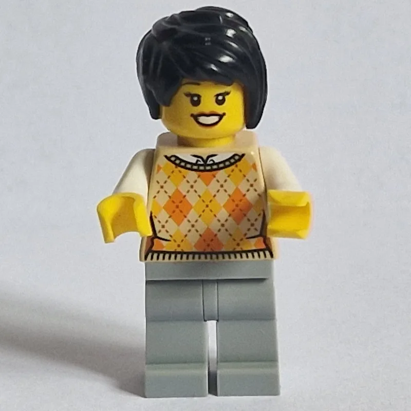 Woman, Tan Argyle Sweater Vest, Light Bluish… — minifigurine LEGO | Brick Broker