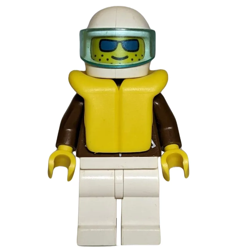 Racer, Brown Jacker with Zipper, White Legs,… — minifigurine LEGO | Brick Broker