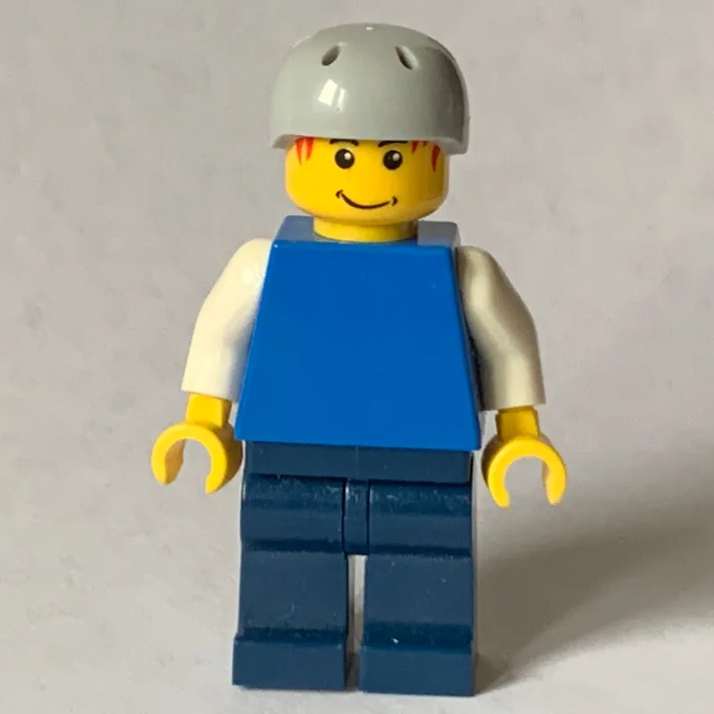 Man, Plain Blue Torso with White Arms, Dark B… — minifigurine LEGO | Brick Broker