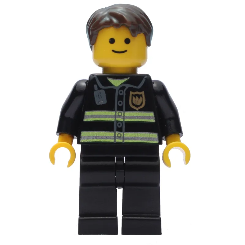 Fire Fighter, Black Torso, Black Legs, Dark B… — minifigurine LEGO | Brick Broker