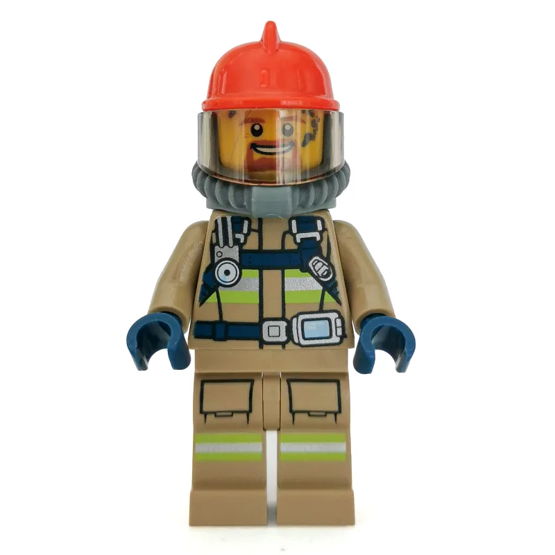 Fireman, Dark Tan Fire Suit with Gauge and St… — minifigurine LEGO | Brick Broker