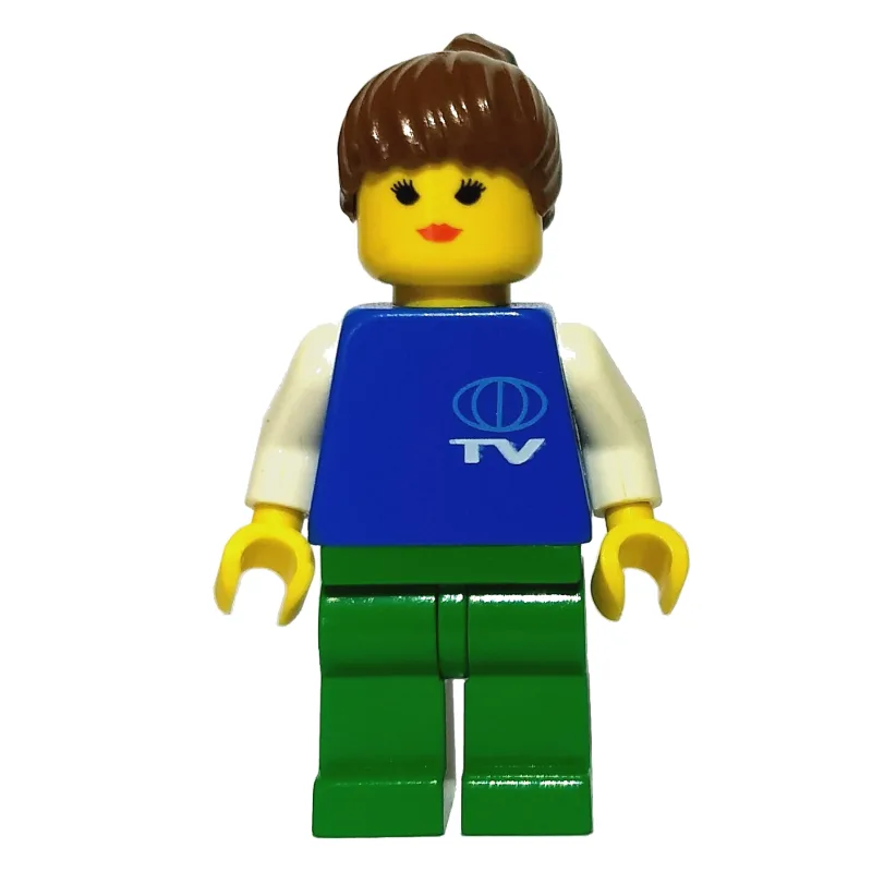 TV Worker - Blue Torso, Green Legs, Female — minifigurine LEGO | Brick Broker