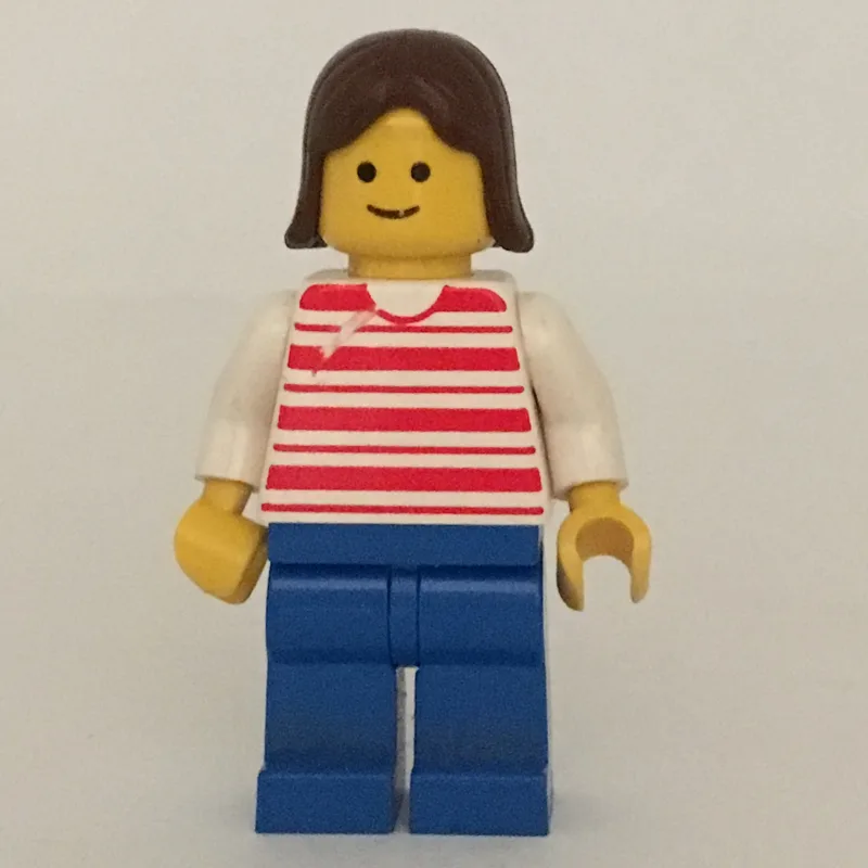 Woman, Red and White Striped Shirt, Blue Legs… — minifigurine LEGO | Brick Broker