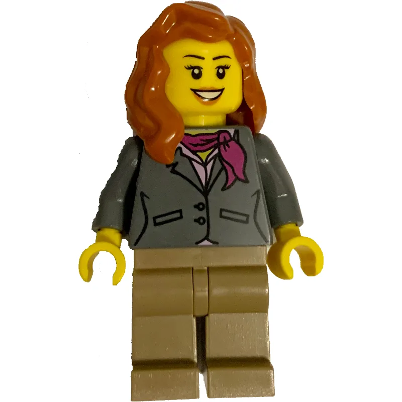 Woman, Dark Bluish Gray Jacket with Magenta S… — minifigurine LEGO | Brick Broker
