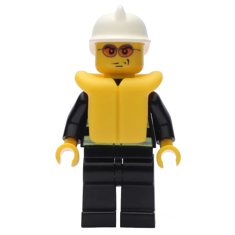 Fireman, Black Fire Jacket with Reflective St… — minifigurine LEGO | Brick Broker