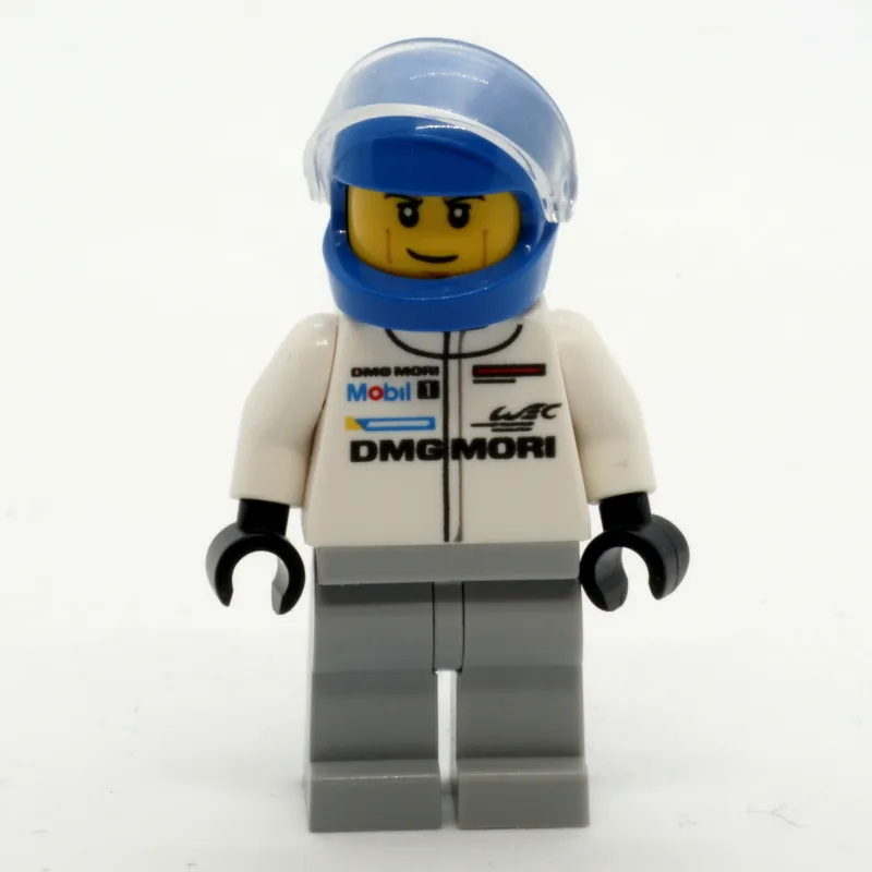 Race Driver, White Torso, White Legs, Blue He… — minifigurine LEGO | Brick Broker